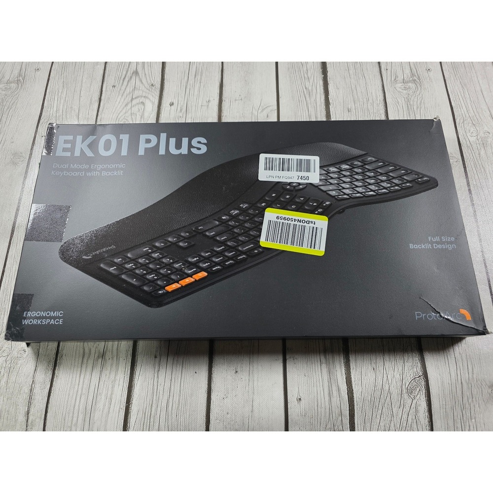ProtoArc EK01 Plus Dual Mode Ergonomic Wireless Keyboard Backlit‎ Bluetooth 2.4G